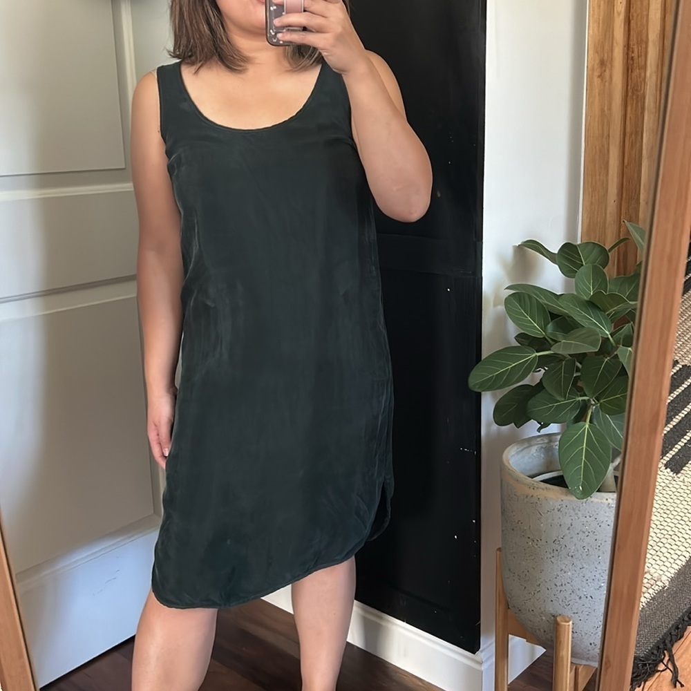 Lola & Sophie Dark Green Satin Slip Dress